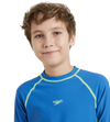 Boy's Enduraflex Short Sleeve Suntop - Turkish Sea & Hyper Yellow