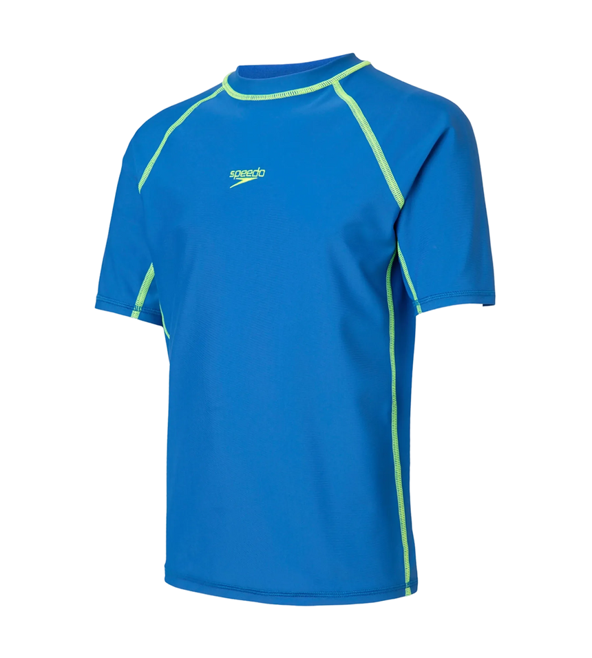 Boy's Enduraflex Short Sleeve Suntop - Turkish Sea & Hyper Yellow