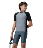 Boy's Enduraflex Short Sleeve Suntop - Coin Grey & Black