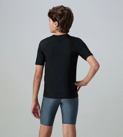 Boy's Enduraflex Short Sleeve Suntop - Coin Grey & Black