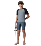 Boy's Enduraflex Short Sleeve Suntop - Coin Grey & Black