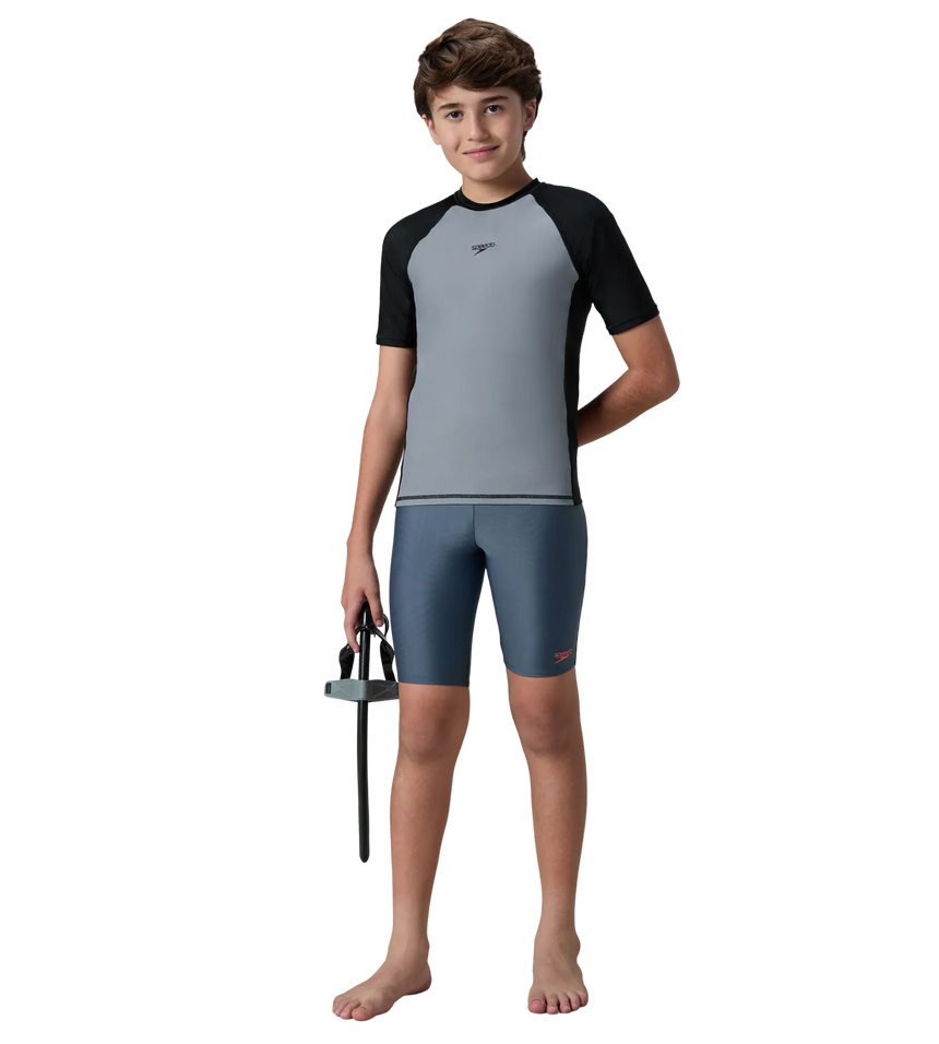Boy's Enduraflex Short Sleeve Suntop - Coin Grey & Black