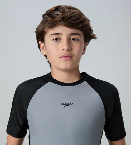 Boy's Enduraflex Short Sleeve Suntop - Coin Grey & Black