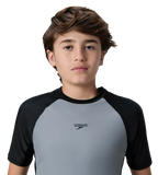 Boy's Enduraflex Short Sleeve Suntop - Coin Grey & Black