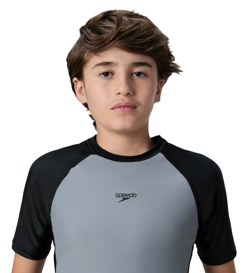 Boy's Enduraflex Short Sleeve Suntop - Coin Grey & Black