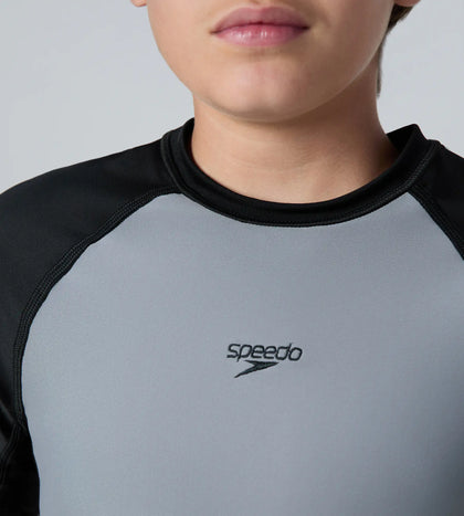 Boy's Enduraflex Short Sleeve Suntop - Coin Grey & Black