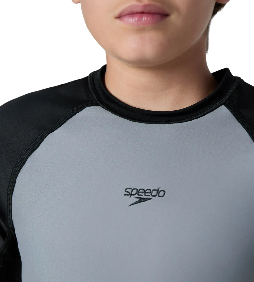 Boy's Enduraflex Short Sleeve Suntop - Coin Grey & Black