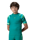 Boy's Endurance10 Printed Short Sleeve Suntop - Kai Green & Lemon Drizzle