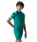 Boy's Endurance10 Printed Short Sleeve Suntop - Kai Green & Lemon Drizzle