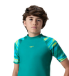 Boy's Endurance10 Printed Short Sleeve Suntop - Kai Green & Lemon Drizzle