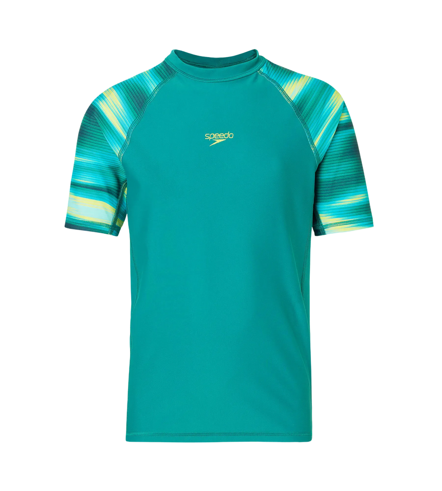 Boy's Endurance10 Printed Short Sleeve Suntop - Kai Green & Lemon Drizzle