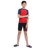 Boy's Endurance 10 Short Sleeve Suntop - Fed Red & Dark Teal