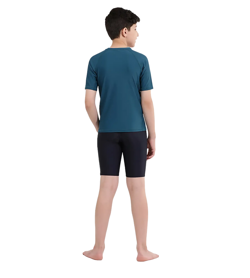 Boy's Endurance 10 Short Sleeve Suntop - Fed Red & Dark Teal