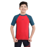 Boy's Endurance 10 Short Sleeve Suntop - Fed Red & Dark Teal