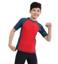 Boy's Endurance 10 Short Sleeve Suntop - Fed Red & Dark Teal