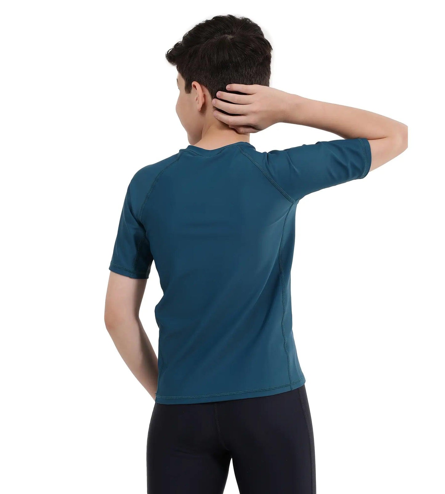 Boy's Endurance Short Sleeve Suntop - Fedred  &  Dark Teal_4