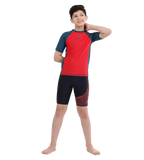 Boy's Endurance 10 Short Sleeve Suntop - Fed Red & Dark Teal