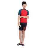 Boy's Endurance 10 Short Sleeve Suntop - Fed Red & Dark Teal