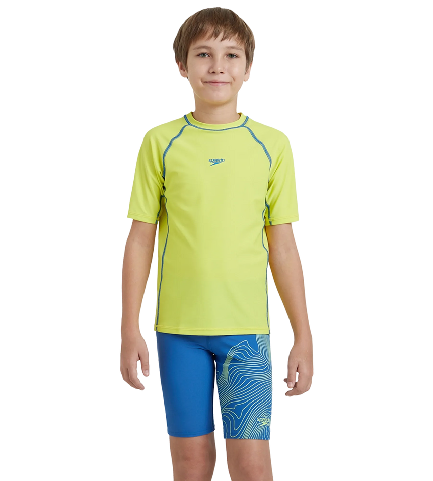 Boy's Enduraflex Short Sleeve Suntop - Lemon Drizzle & Turkish Sea