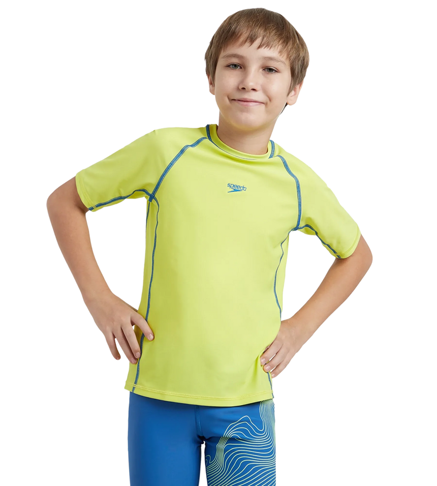 Boy's Enduraflex Short Sleeve Suntop - Lemon Drizzle & Turkish Sea