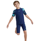 Boy's Endurance10 Hyperboom Print Short Sleeve Suntop - Harmony, True Navy & Cobalt