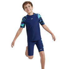 Boy's Endurance10 Hyperboom Print Short Sleeve Suntop - Harmony, True Navy & Cobalt