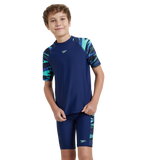 Boy's Endurance10 Hyperboom Print Short Sleeve Suntop - Harmony, True Navy & Cobalt