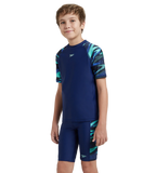 Boy's Endurance10 Hyperboom Print Short Sleeve Suntop - Harmony, True Navy & Cobalt