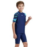Boy's Endurance10 Hyperboom Print Short Sleeve Suntop - Harmony, True Navy & Cobalt