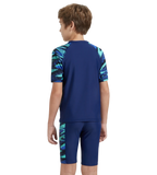 Boy's Endurance10 Hyperboom Print Short Sleeve Suntop - Harmony, True Navy & Cobalt