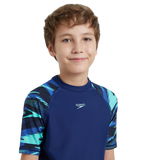 Boy's Endurance10 Hyperboom Print Short Sleeve Suntop - Harmony, True Navy & Cobalt