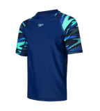 Boy's Endurance10 Hyperboom Print Short Sleeve Suntop - Harmony, True Navy & Cobalt