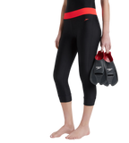 Women's Endurance 10 Contrast Swim Capri - Black & Lava Red