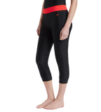 Women's Endurance 10 Contrast Swim Capri - Black & Lava Red