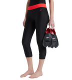 Women's Endurance 10 Contrast Swim Capri - Black & Lava Red