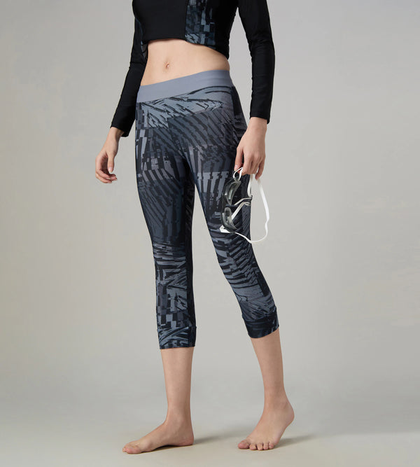 Women's Endurance10 Printed Swim Capri - Anthracite & Coin Grey