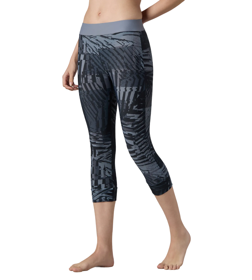 Women's Endurance10 Printed Swim Capri - Anthracite & Coin Grey