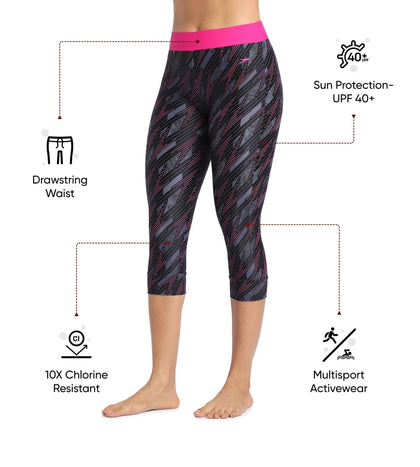 Women's Endurance 10 Hyperboom Contrast Swim Capri - Black & Electric Pink