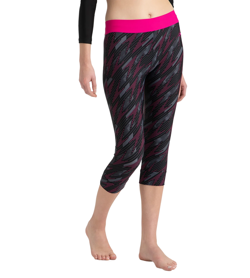 Women's Endurance 10 Hyperboom Contrast Swim Capri - Black & Electric Pink