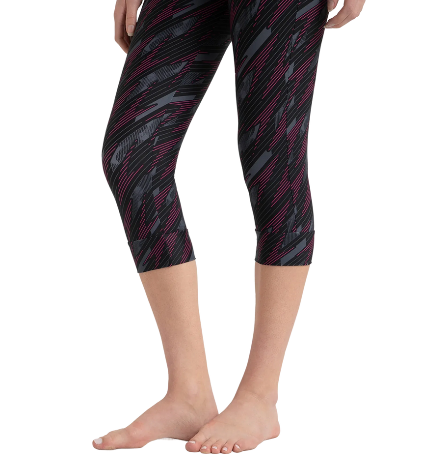 Women's Endurance 10 Hyperboom Contrast Swim Capri - Black & Electric Pink