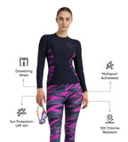 Women's Endurance10 Hyperboom Print Contrast Swim Capri - True Navy, Hapuna Blue & Diva