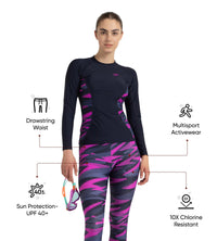 Women's Endurance10 Hyperboom Print Contrast Swim Capri - True Navy, Hapuna Blue & Diva