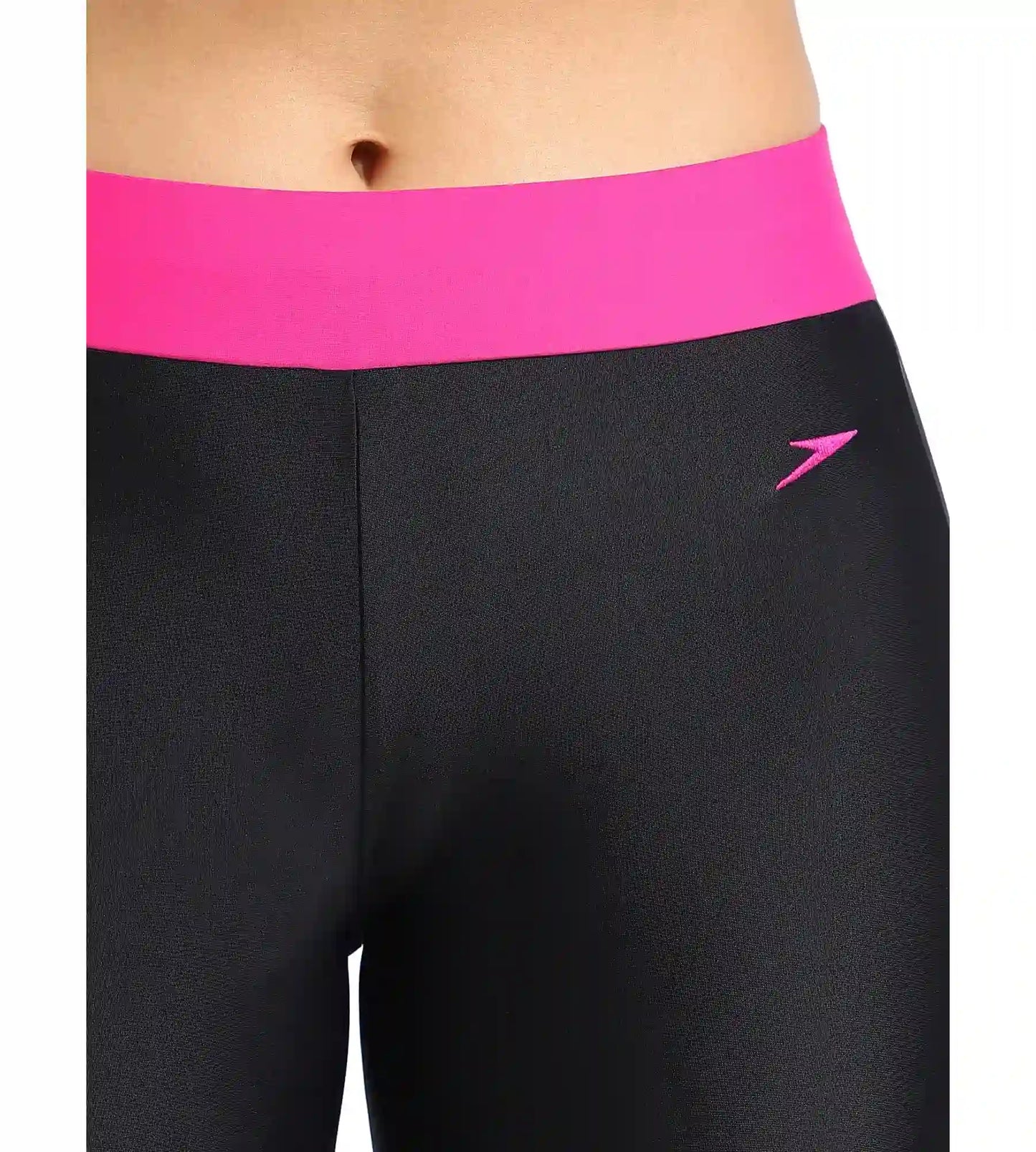 Women's Endurance Solid Contrast Leggings   - Black  &  Electric Pink