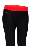 Women's Nylon Contrast Swim Legging - Black & Lava Red