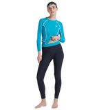 Women's Endurance 10 Solid Contrast Leggings - True Navy & Aquarium