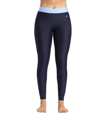 Women's Endurance Solid Contrast Leggings   - True Navy &  Curious Blue_1