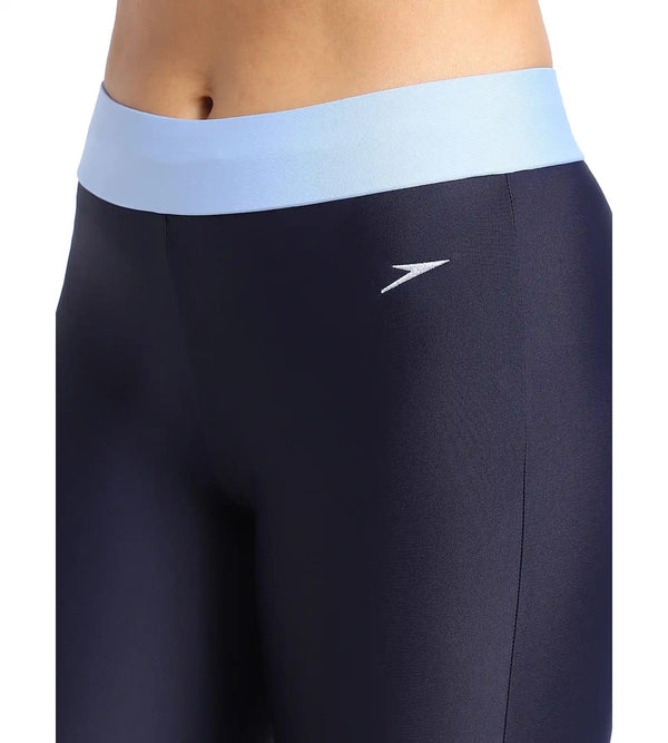 Women's Endurance Solid Contrast Leggings   - True Navy &  Curious Blue_4