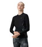 Women's Endurance10 Splice Print Long Sleeve Suntop - Black & Grey Lead