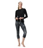 Women's Endurance10 Splice Print Long Sleeve Suntop - Black & Grey Lead