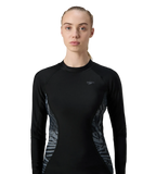 Women's Endurance10 Splice Print Long Sleeve Suntop - Black & Grey Lead